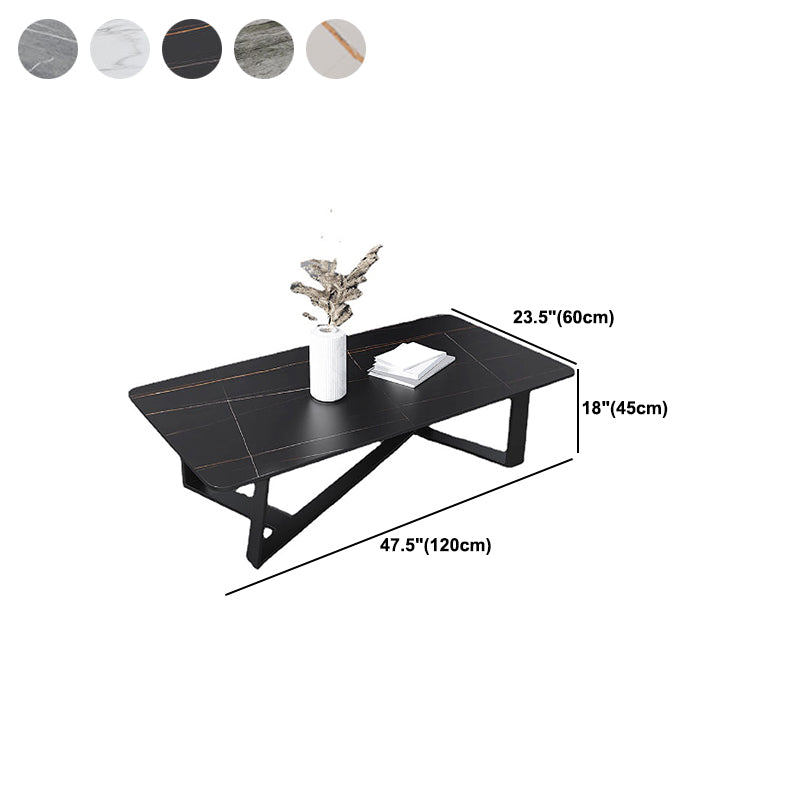 Glam Style Slate Top White Gold/black Top Black Metal Footer Coffee Table Clearhalo 'Coffee & Accent Tables' 'Coffee Tables' 'coffee_tables' 'furn' 'furn_coffee_tables' 'Furniture' 'Living Room Furniture' 5437218