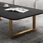 Glam Slate Rectangle Coffee Table with Golden Sled Base Coffee Table Set