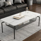 Glam Coffee Table with Slate Rectangle Top and 4 Legs Bunching Tables