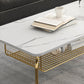 Glam Coffee Table with Slate Rectangle Top and 4 Legs Bunching Tables
