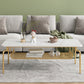 Glam Coffee Table with Slate Rectangle Top and 4 Legs Bunching Tables