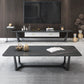 Glam Style Rectangular Slate with Trestle Base Black Foot Coffee Table