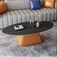 Elliptical Stone Coffee Table Pedestal 1 Single Cocktail Table - 17.72" H Orange Black Gold Clearhalo 'Coffee & Accent Tables' 'Coffee Tables' 'coffee_tables' 'furn' 'furn_coffee_tables' 'Furniture' 'Living Room Furniture' 5437348
