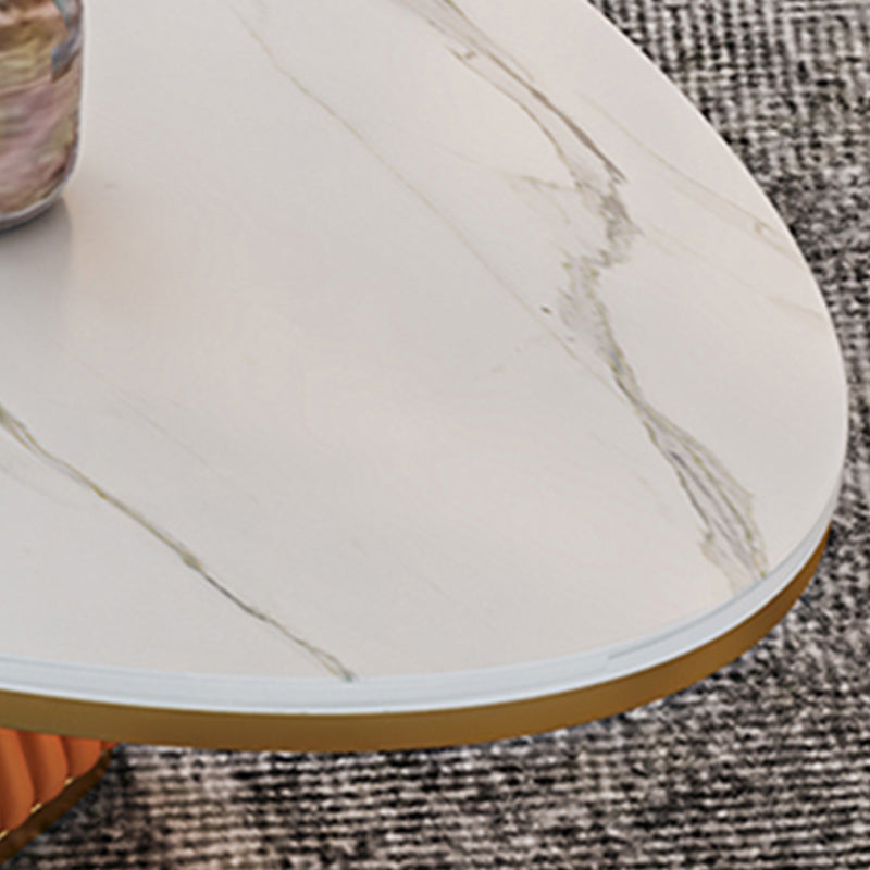 Elliptical Stone Coffee Table Pedestal 1 Single Cocktail Table - 17.72" H Clearhalo 'Coffee & Accent Tables' 'Coffee Tables' 'coffee_tables' 'furn' 'furn_coffee_tables' 'Furniture' 'Living Room Furniture' 5437352