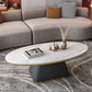Elliptical Stone Coffee Table Pedestal 1 Single Cocktail Table - 17.72" H Black White Grey Clearhalo 'Coffee & Accent Tables' 'Coffee Tables' 'coffee_tables' 'furn' 'furn_coffee_tables' 'Furniture' 'Living Room Furniture' 5437357