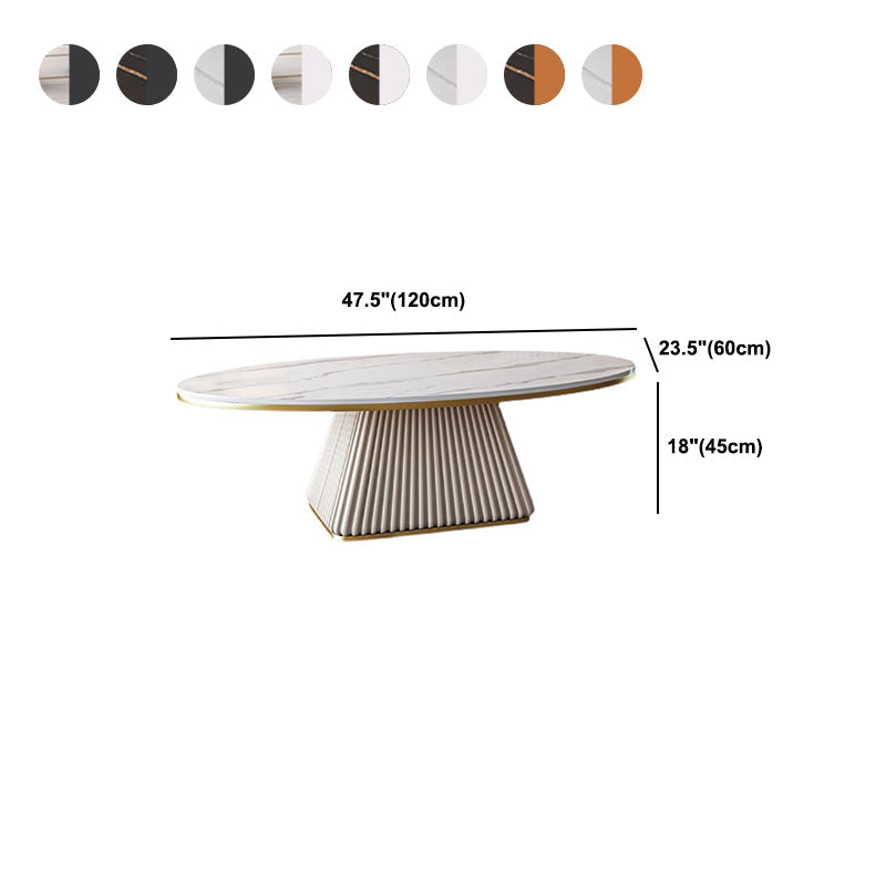 Elliptical Stone Coffee Table Pedestal 1 Single Cocktail Table - 17.72" H Clearhalo 'Coffee & Accent Tables' 'Coffee Tables' 'coffee_tables' 'furn' 'furn_coffee_tables' 'Furniture' 'Living Room Furniture' 5437363