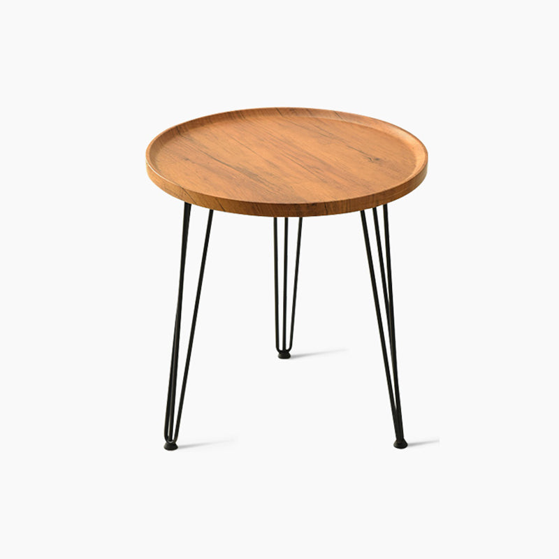 Tavolino contemporaneo a 3 gambe tavolino rotondo in legno in marrone
