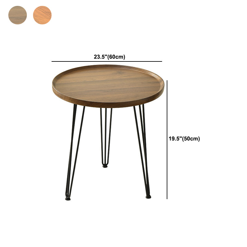 Tavolino contemporaneo a 3 gambe tavolino rotondo in legno in marrone