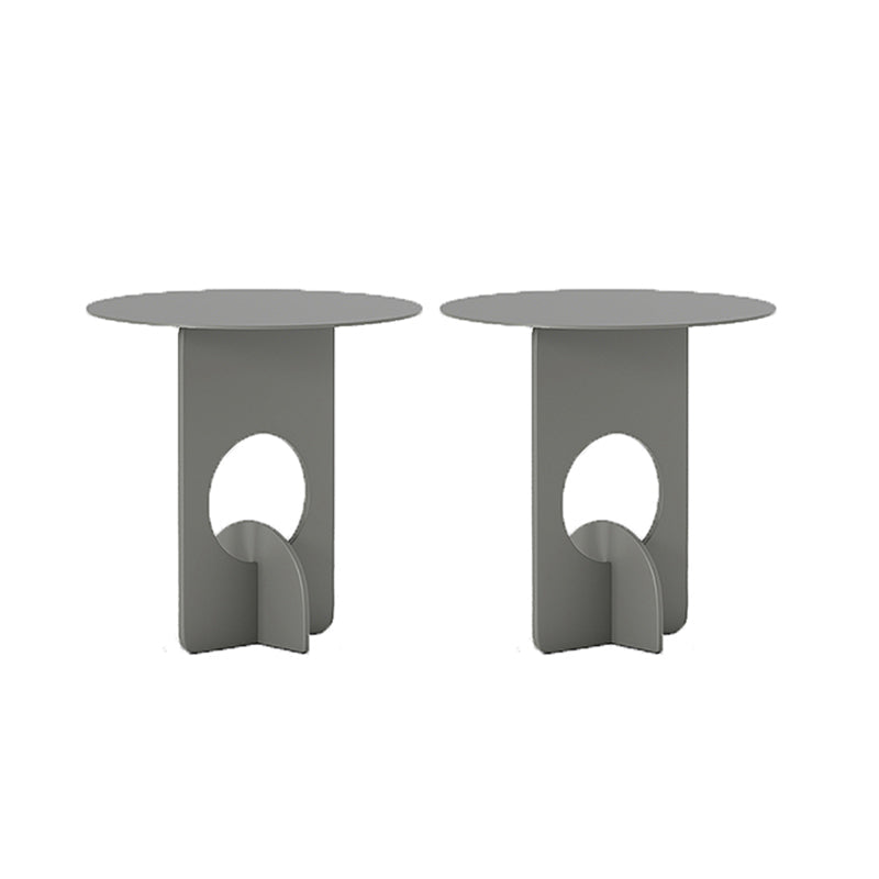 Mid-Century Round Side End Table Metal Abstract End Table for Living Room Gray 2 Clearhalo 'Coffee & Accent Tables' 'End & Side Tables' 'end_side_tables' 'furn' 'furn_end_side_tables' 'Furniture' 'Living Room Furniture' 5437630
