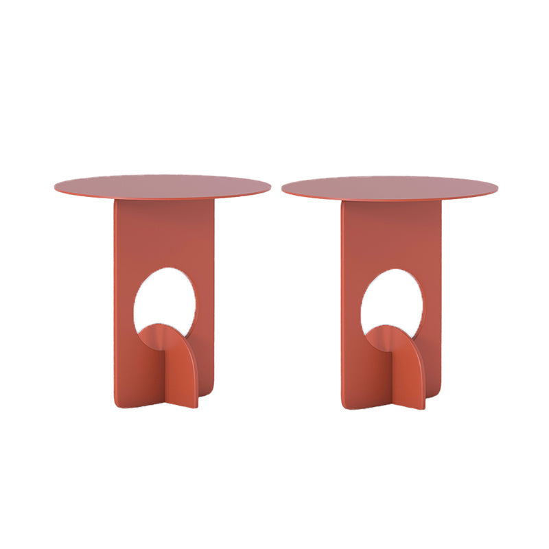 Mid-Century Round Side End Table Metal Abstract End Table for Living Room Red 2 Clearhalo 'Coffee & Accent Tables' 'End & Side Tables' 'end_side_tables' 'furn' 'furn_end_side_tables' 'Furniture' 'Living Room Furniture' 5437635