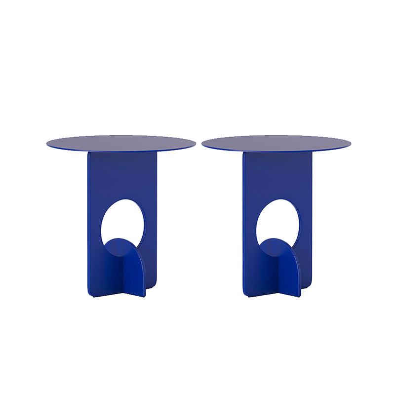 Mid-Century Round Side End Table Metal Abstract End Table for Living Room Blue 2 Clearhalo 'Coffee & Accent Tables' 'End & Side Tables' 'end_side_tables' 'furn' 'furn_end_side_tables' 'Furniture' 'Living Room Furniture' 5437642