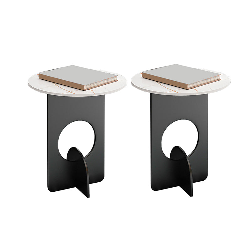 Mid-Century Round Side End Table Metal Abstract End Table for Living Room White Gold 2 Clearhalo 'Coffee & Accent Tables' 'End & Side Tables' 'end_side_tables' 'furn' 'furn_end_side_tables' 'Furniture' 'Living Room Furniture' 5437646