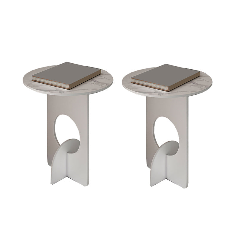 Mid-Century Round Side End Table Metal Abstract End Table for Living Room White Grey 2 Clearhalo 'Coffee & Accent Tables' 'End & Side Tables' 'end_side_tables' 'furn' 'furn_end_side_tables' 'Furniture' 'Living Room Furniture' 5437648