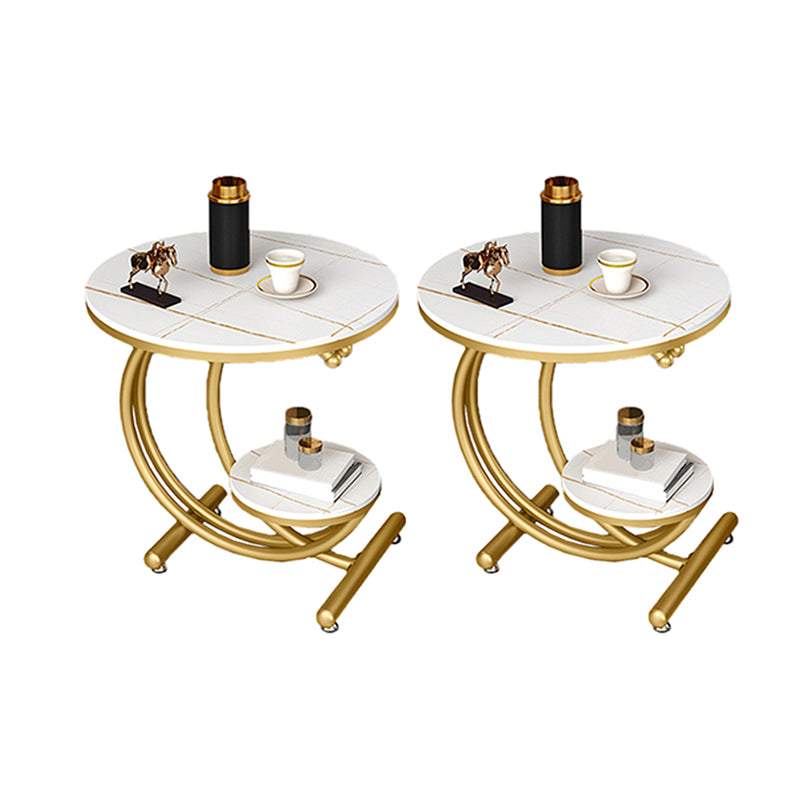 19.6"/23.6" Modern Slate Round End Table Metal C Side Table with Shelf