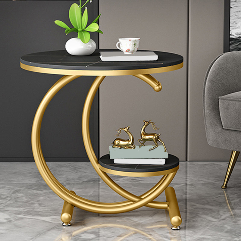 19.6"/23.6" Modern Slate Round End Table Metal C Side Table with Shelf