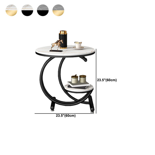 Tavolo da tavolo da gamma moderna di ardesia da 19,6 "/23,6" Tavolo laterale in metallo C con scaffale