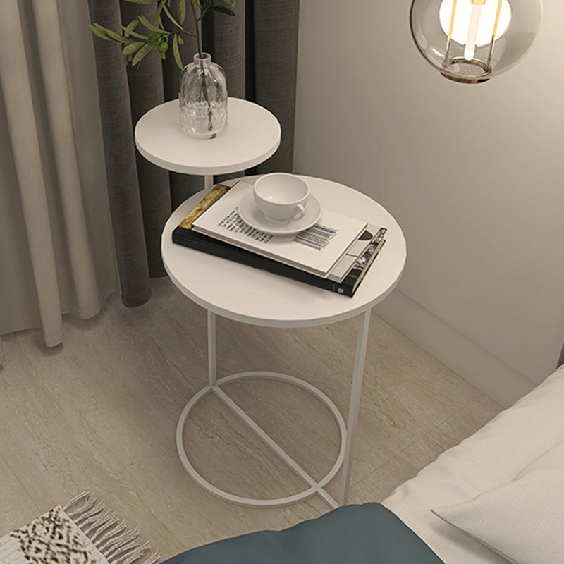 Mid-Century Modern Iron 2-Tier Side Table in Black and White 21"L x 16"W x 22"H White Clearhalo 'Coffee & Accent Tables' 'End & Side Tables' 'end_side_tables' 'furn' 'furn_end_side_tables' 'Furniture' 'Living Room Furniture' 5437682