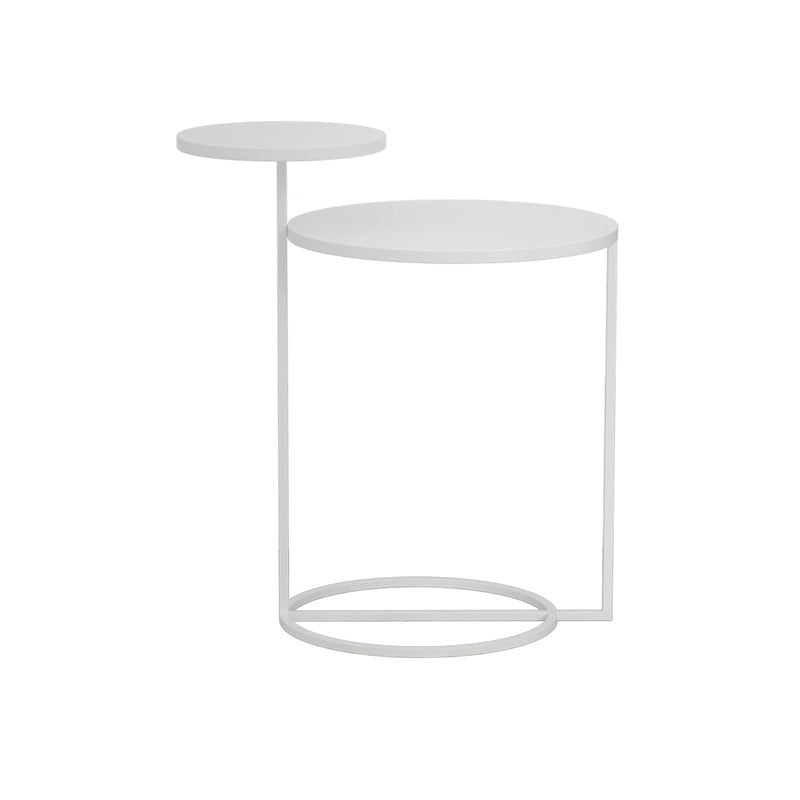 Mid-Century Modern Iron 2-Tier Side Table in Black and White Clearhalo 'Coffee & Accent Tables' 'End & Side Tables' 'end_side_tables' 'furn' 'furn_end_side_tables' 'Furniture' 'Living Room Furniture' 5437685