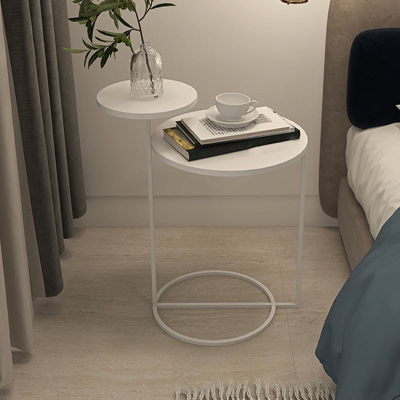 Mid-Century Modern Iron 2-Tier Side Table in Black and White 19"L x 14"W x 22"H White Clearhalo 'Coffee & Accent Tables' 'End & Side Tables' 'end_side_tables' 'furn' 'furn_end_side_tables' 'Furniture' 'Living Room Furniture' 5437686