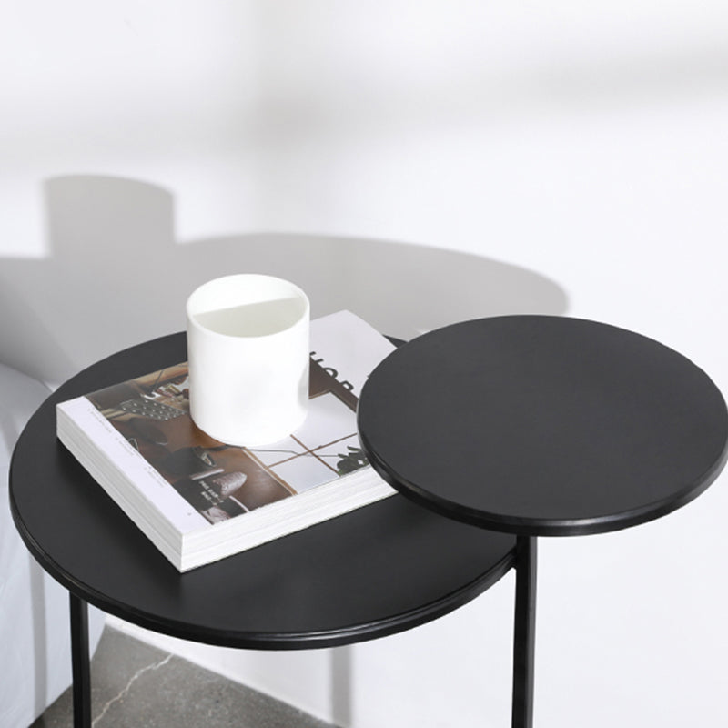 Mid-Century Modern Iron 2-Tier Side Table in Black and White Clearhalo 'Coffee & Accent Tables' 'End & Side Tables' 'end_side_tables' 'furn' 'furn_end_side_tables' 'Furniture' 'Living Room Furniture' 5437692