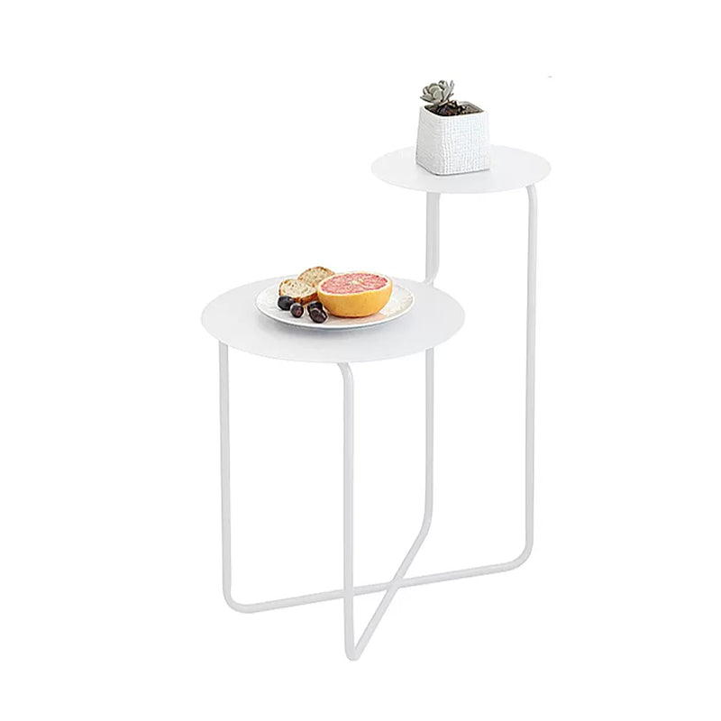 Mid-Century Modern Iron 2-Tier Side Table in Black and White Clearhalo 'Coffee & Accent Tables' 'End & Side Tables' 'end_side_tables' 'furn' 'furn_end_side_tables' 'Furniture' 'Living Room Furniture' 5437695