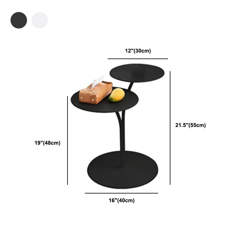 Mid-Century Modern Iron 2-Tier Side Table in Black and White Clearhalo 'Coffee & Accent Tables' 'End & Side Tables' 'end_side_tables' 'furn' 'furn_end_side_tables' 'Furniture' 'Living Room Furniture' 5437701