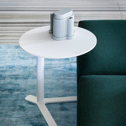 Mid-Century Metallic Pedestal End Table Round Side End Table