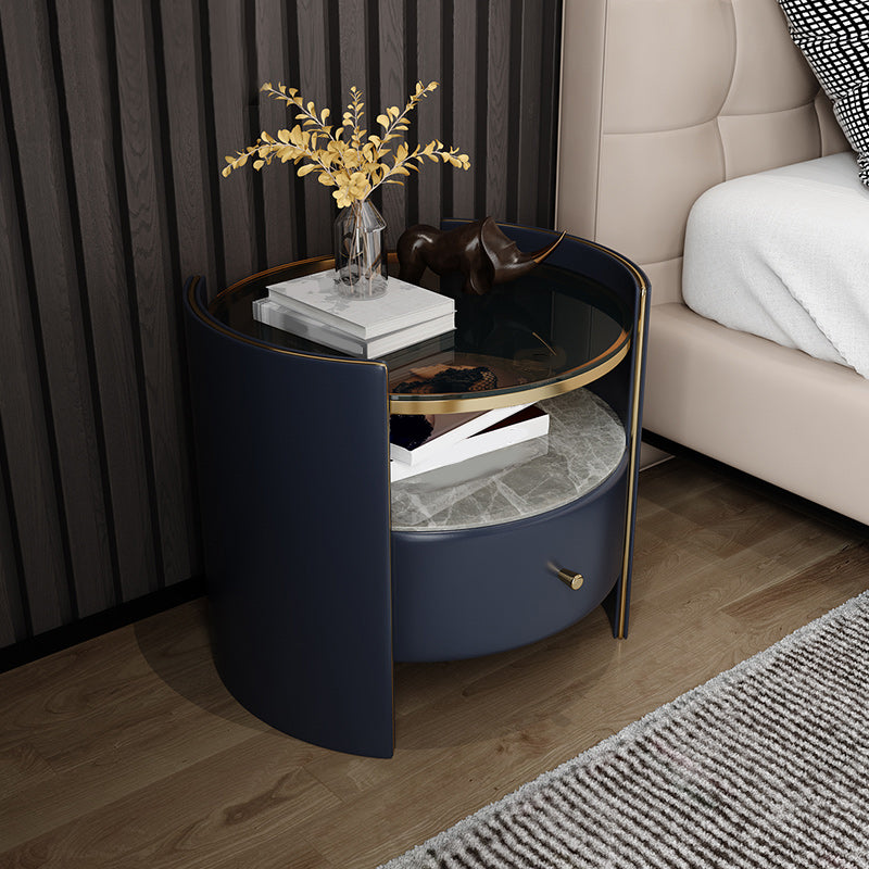20" Tall 1 - Drawer Nightstand with Shelf Bedside Cabinet With Legs Blue Clearhalo 'Bedroom Furniture' 'furn' 'furn_night_stand' 'Furniture' 'night_stand' 'Nightstands' 5437735