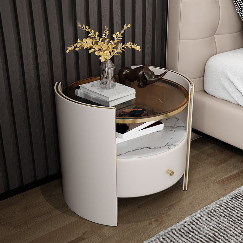 20" Tall 1 - Drawer Nightstand with Shelf Bedside Cabinet With Legs Beige Clearhalo 'Bedroom Furniture' 'furn' 'furn_night_stand' 'Furniture' 'night_stand' 'Nightstands' 5437736
