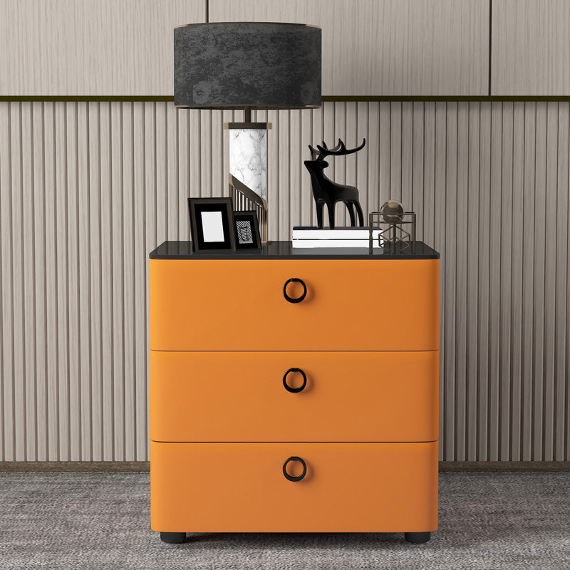 Contemporary Solid Wood Nightstand 23" Tall Night Table with Glass Top Orange Clearhalo 'Bedroom Furniture' 'furn' 'furn_night_stand' 'Furniture' 'night_stand' 'Nightstands' 5437752