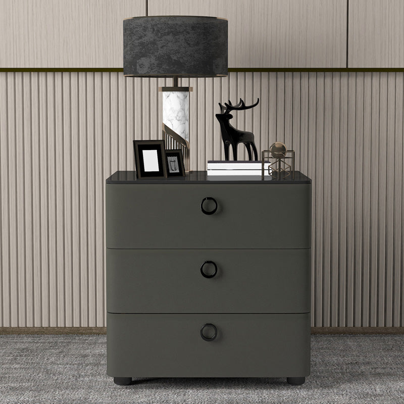 Contemporary Solid Wood Nightstand 23" Tall Night Table with Glass Top Blackish Green Clearhalo 'Bedroom Furniture' 'furn' 'furn_night_stand' 'Furniture' 'night_stand' 'Nightstands' 5437755