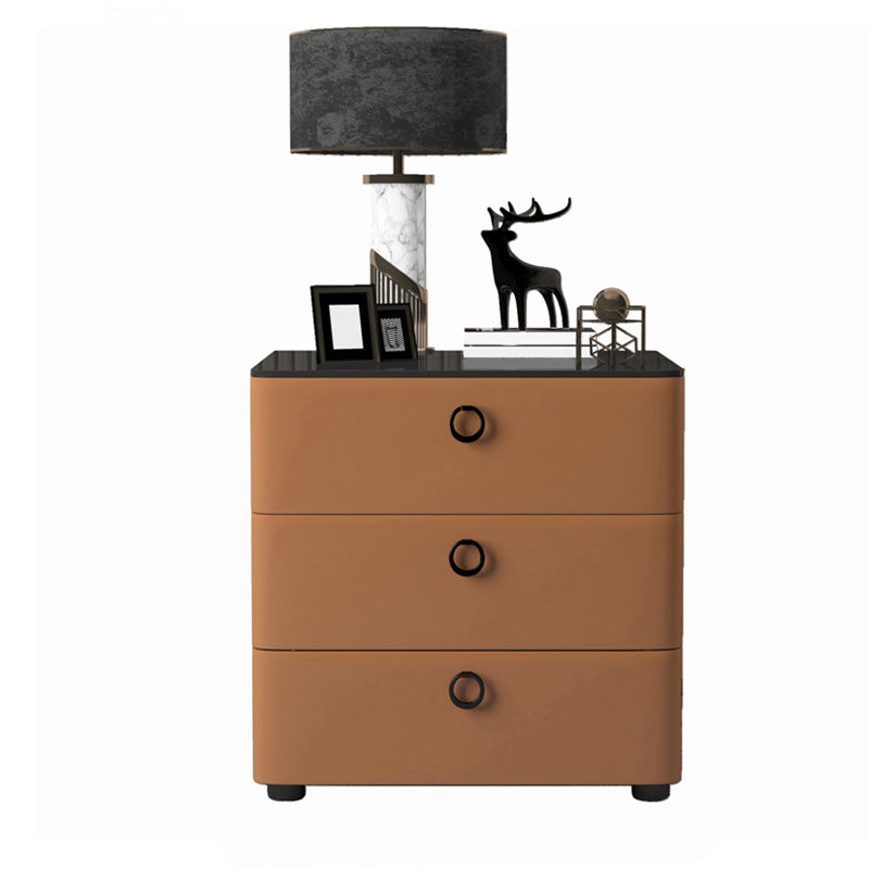 Contemporary Solid Wood Nightstand 23" Tall Night Table with Glass Top Clearhalo 'Bedroom Furniture' 'furn' 'furn_night_stand' 'Furniture' 'night_stand' 'Nightstands' 5437757