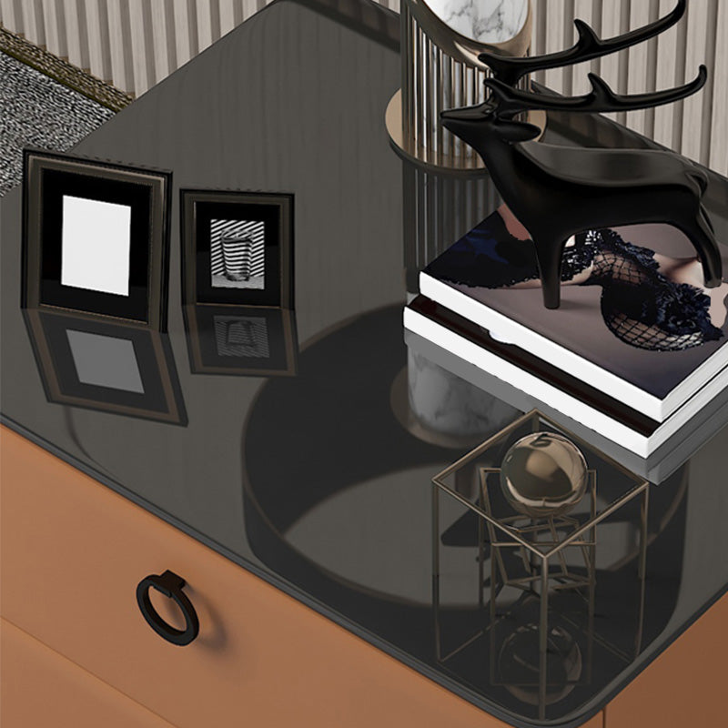 Contemporary Solid Wood Nightstand 23" Tall Night Table with Glass Top Clearhalo 'Bedroom Furniture' 'furn' 'furn_night_stand' 'Furniture' 'night_stand' 'Nightstands' 5437759