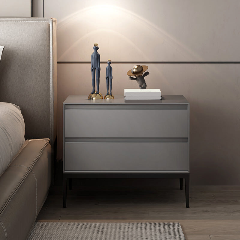 Wood 2-drawer Nightstand 20" Tall Accent Table Nightstand with 4 Legs Light Gray Clearhalo 'Bedroom Furniture' 'furn' 'furn_night_stand' 'Furniture' 'night_stand' 'Nightstands' 5437763