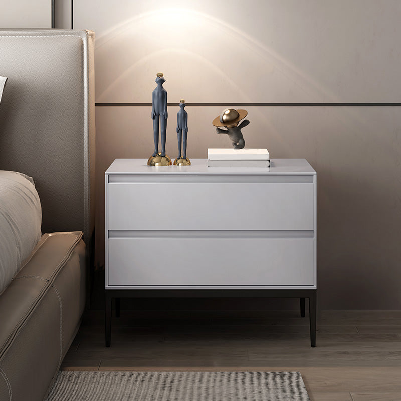 Wood 2-drawer Nightstand 20" Tall Accent Table Nightstand with 4 Legs Matte White Clearhalo 'Bedroom Furniture' 'furn' 'furn_night_stand' 'Furniture' 'night_stand' 'Nightstands' 5437764