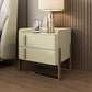 Glam Nightstand with 2 Drawer 20-inch Tall Leather Night Table Beige Clearhalo 'Bedroom Furniture' 'furn' 'furn_night_stand' 'Furniture' 'night_stand' 'Nightstands' 5437786