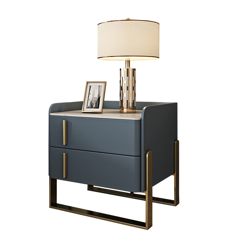 Glam Nightstand with 2 Drawer 20-inch Tall Leather Night Table Clearhalo 'Bedroom Furniture' 'furn' 'furn_night_stand' 'Furniture' 'night_stand' 'Nightstands' 5437787