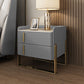 Glam Nightstand with 2 Drawer 20-inch Tall Leather Night Table Light Gray Clearhalo 'Bedroom Furniture' 'furn' 'furn_night_stand' 'Furniture' 'night_stand' 'Nightstands' 5437791