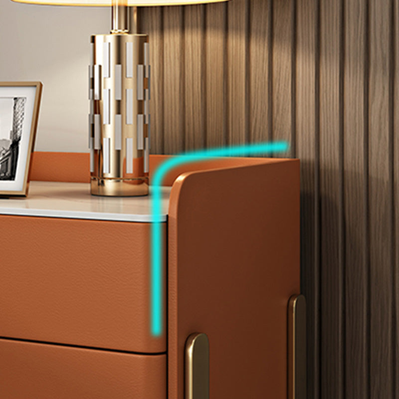 Glam Nightstand with 2 Drawer 20-inch Tall Leather Night Table Clearhalo 'Bedroom Furniture' 'furn' 'furn_night_stand' 'Furniture' 'night_stand' 'Nightstands' 5437792