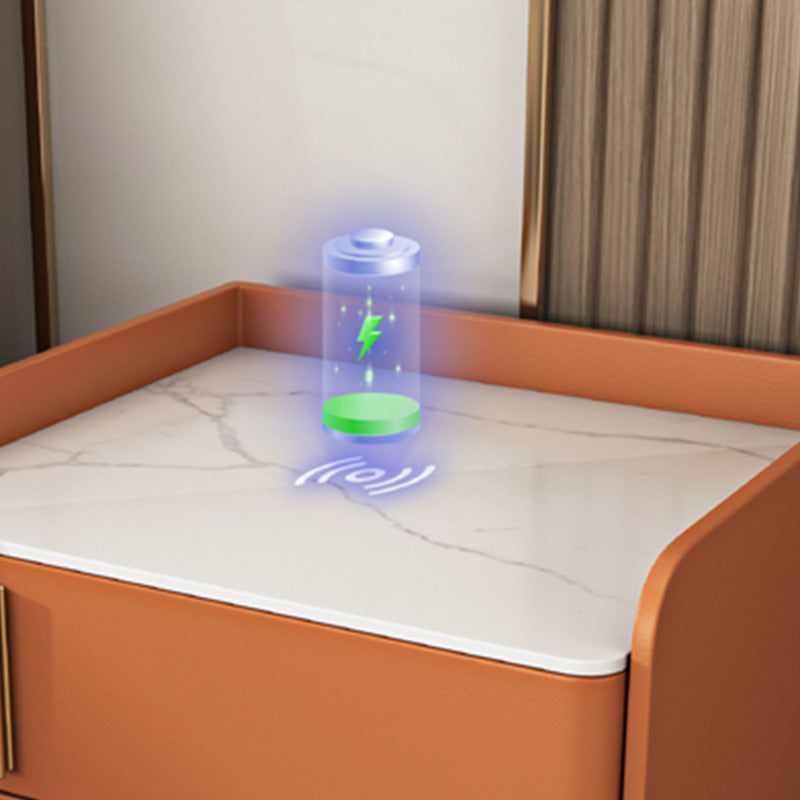 Glam Nightstand with 2 Drawer 20-inch Tall Leather Night Table Clearhalo 'Bedroom Furniture' 'furn' 'furn_night_stand' 'Furniture' 'night_stand' 'Nightstands' 5437794