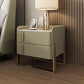 Glam Nightstand with 2 Drawer 20-inch Tall Leather Night Table Khaki Clearhalo 'Bedroom Furniture' 'furn' 'furn_night_stand' 'Furniture' 'night_stand' 'Nightstands' 5437797