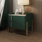 Glam Nightstand with 2 Drawer 20-inch Tall Leather Night Table Blackish Green Clearhalo 'Bedroom Furniture' 'furn' 'furn_night_stand' 'Furniture' 'night_stand' 'Nightstands' 5437799