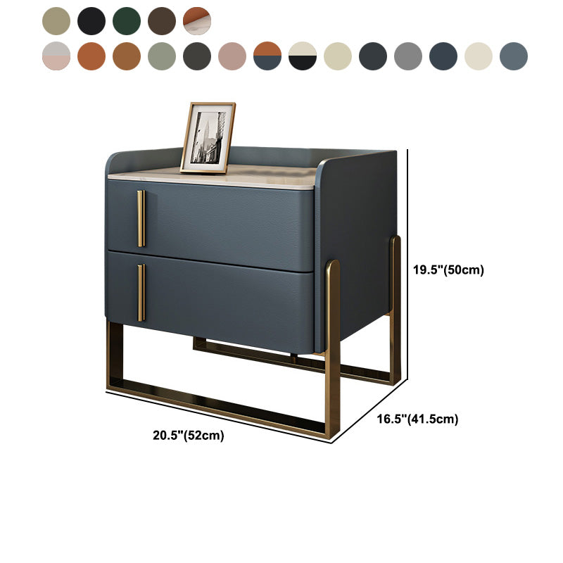 Glam Nightstand with 2 Drawer 20-inch Tall Leather Night Table Clearhalo 'Bedroom Furniture' 'furn' 'furn_night_stand' 'Furniture' 'night_stand' 'Nightstands' 5437802