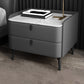 Moderner 20-Zoll hoher Massivholz-Nachttisch 2-Drawer-Stein-Top Nachttisch