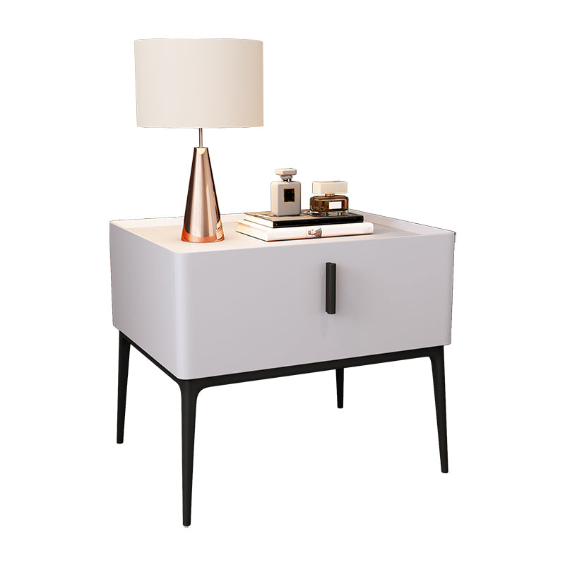 Mid-Century Modern 19-inch Tall Night Table 4 Legs Nightstand with 1 Drawer White Clearhalo 'Bedroom Furniture' 'furn' 'furn_night_stand' 'Furniture' 'night_stand' 'Nightstands' 5437892