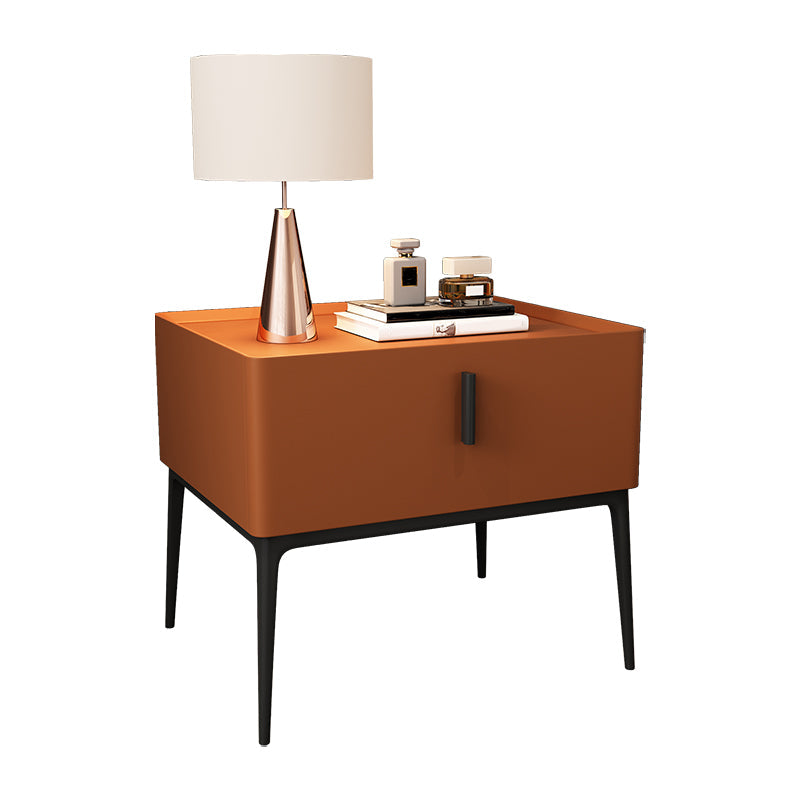 Mid-Century Modern 19-inch Tall Night Table 4 Legs Nightstand with 1 Drawer 20"L x 16"W x 19"H Orange Clearhalo 'Bedroom Furniture' 'furn' 'furn_night_stand' 'Furniture' 'night_stand' 'Nightstands' 5437897