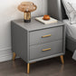 2-Drawer Accent Night Table 19" Tall Nightstand with Iron Legs