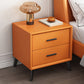 2-Drawer Accent Night Table 19" Tall Nightstand with Iron Legs