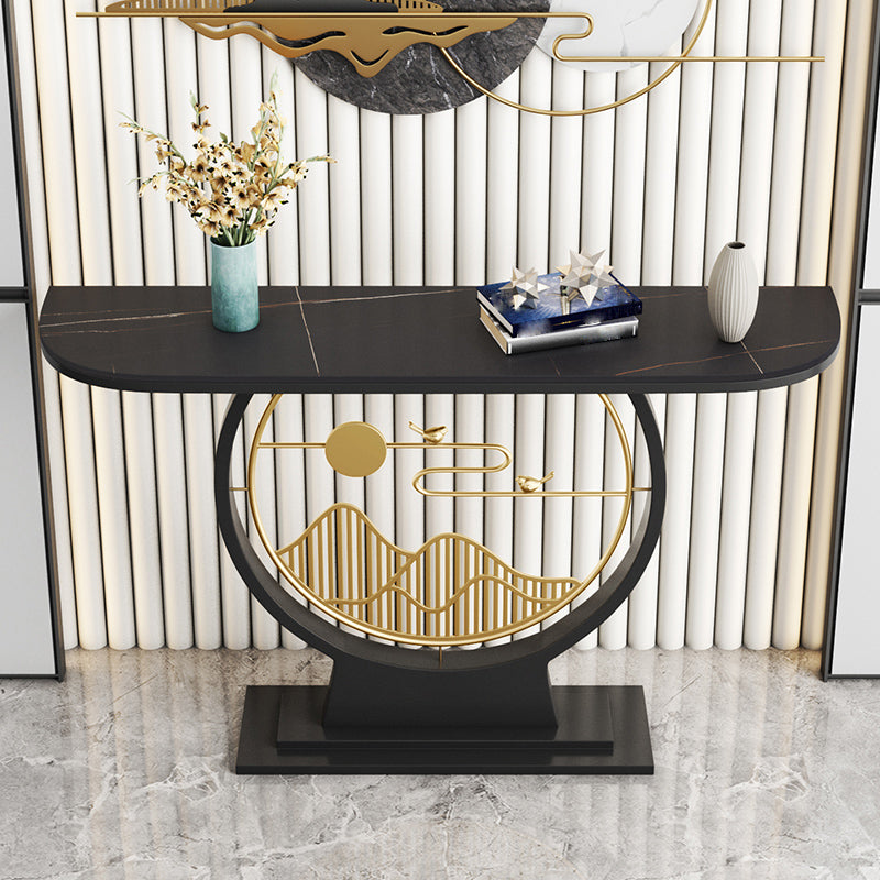 Marmor/Metall -Halbmondglam kratzfestes abstraktes Konsolentabelle