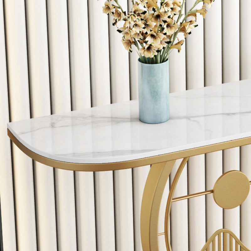 Marmor/Metall -Halbmondglam kratzfestes abstraktes Konsolentabelle